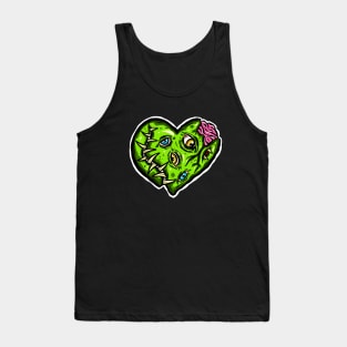 Zombie Heart Tooth Brain Green Valentines Day Tank Top